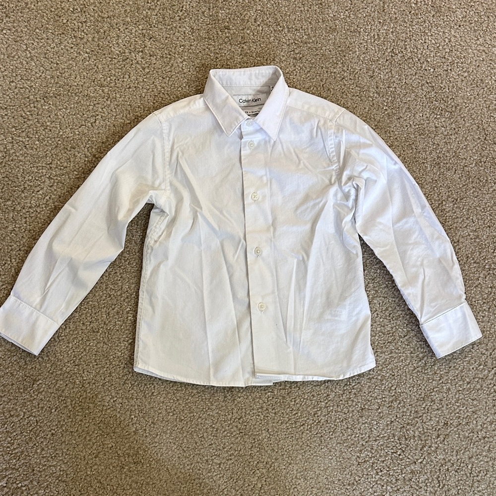 Calvin Klein Boys White Dress Shirt-Size 5